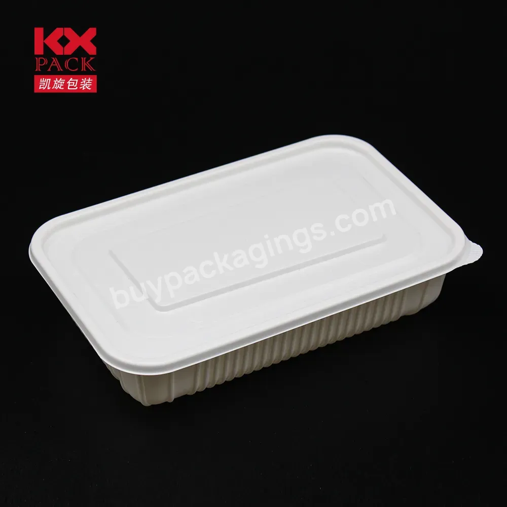 Biodegradable Eco-friendly Pla Food Tray With Lid Plate Dish Tableware Disposable Disposable Food Container 1000ml Plant Pattern