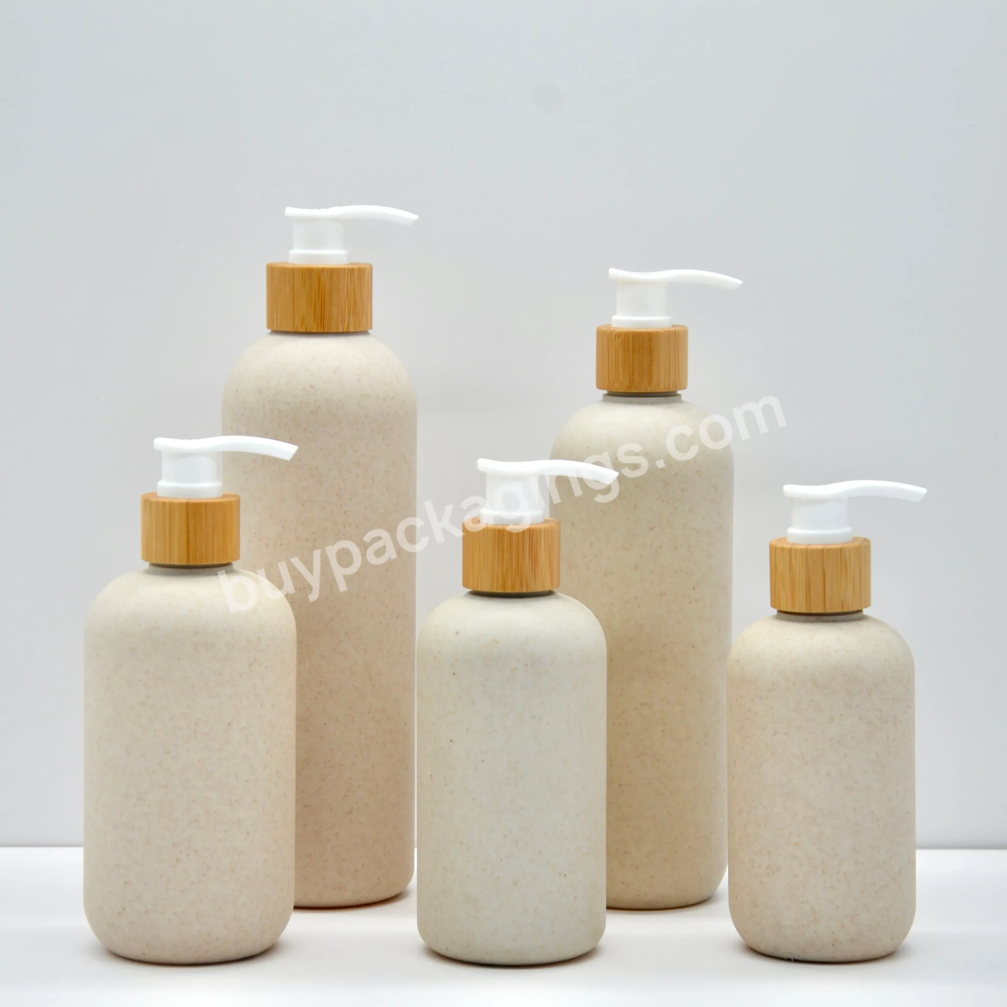 Biodegradable Packaging 250ml 300ml 400ml Eco Friendly Wheat Straw Cosmetic Cream Jar Lotion Shampoo Pump Bottle Set - Buy Biodegradable Shampoo Bottle,Biodegradable Bottle,Biodegradable Bottle Packaging.