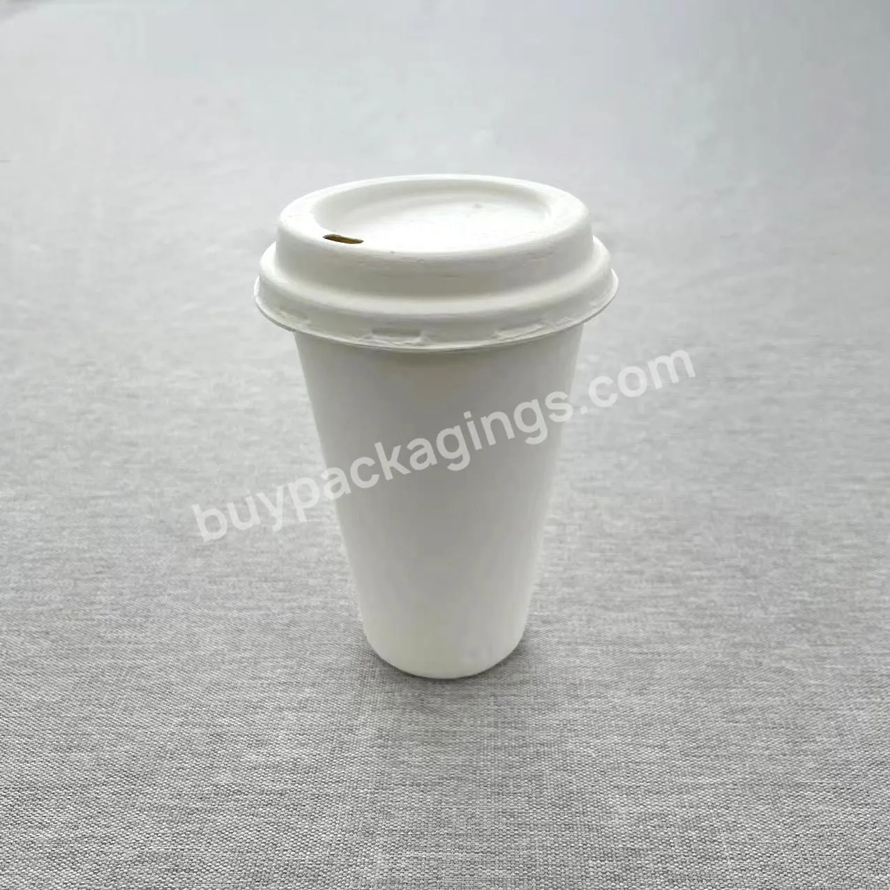 Biodegradable Pulp Molding 12oz Disposable Bamboo Paper Pulp Coffee Cup Cover Lid