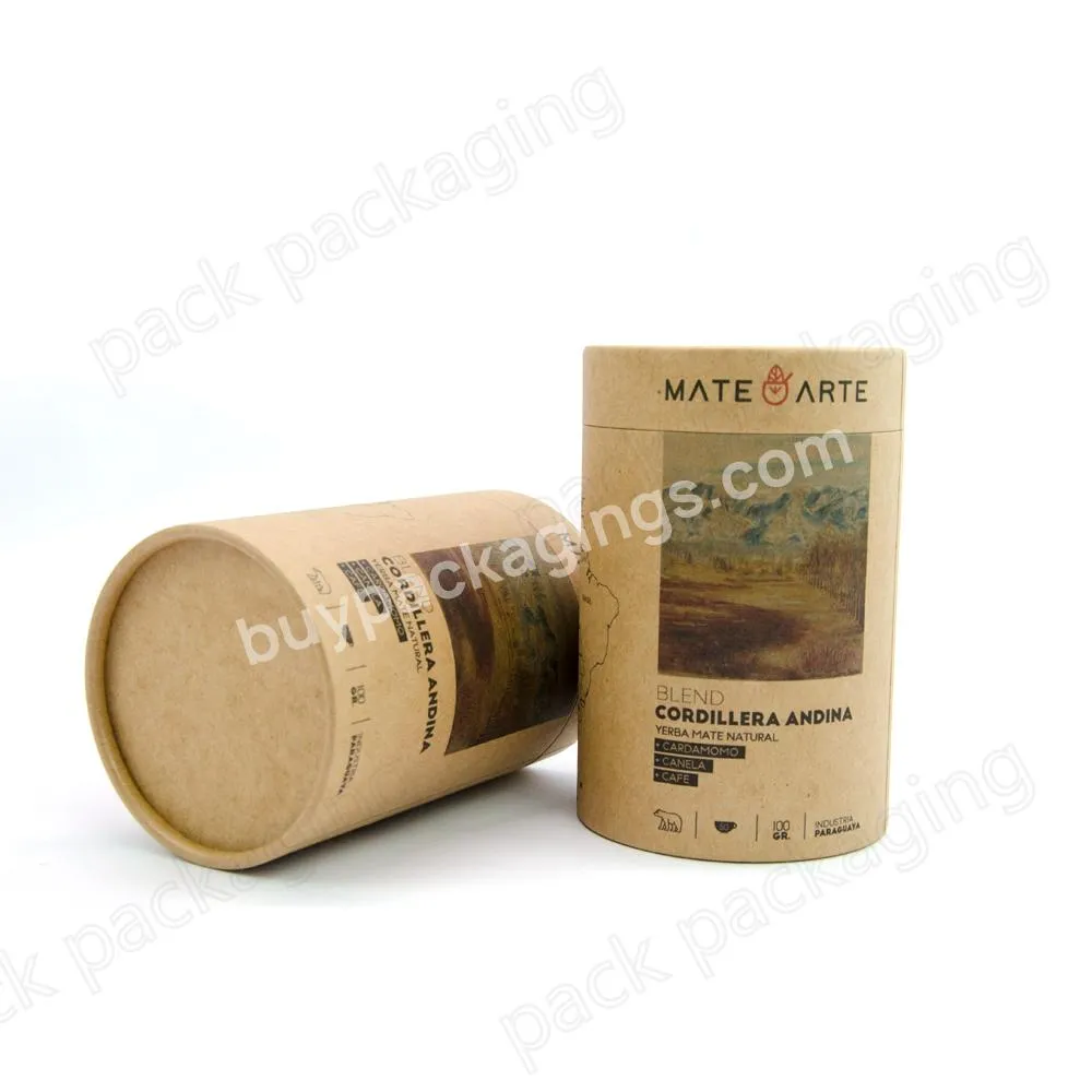 Biodegradable round cardboard tube container for tea leaves packaging paper tube