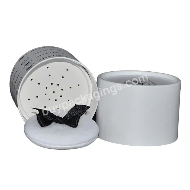 Biodegradable Round shape empty cosmetic loose powder paper tube with powder puff&sifter cardboard tube container