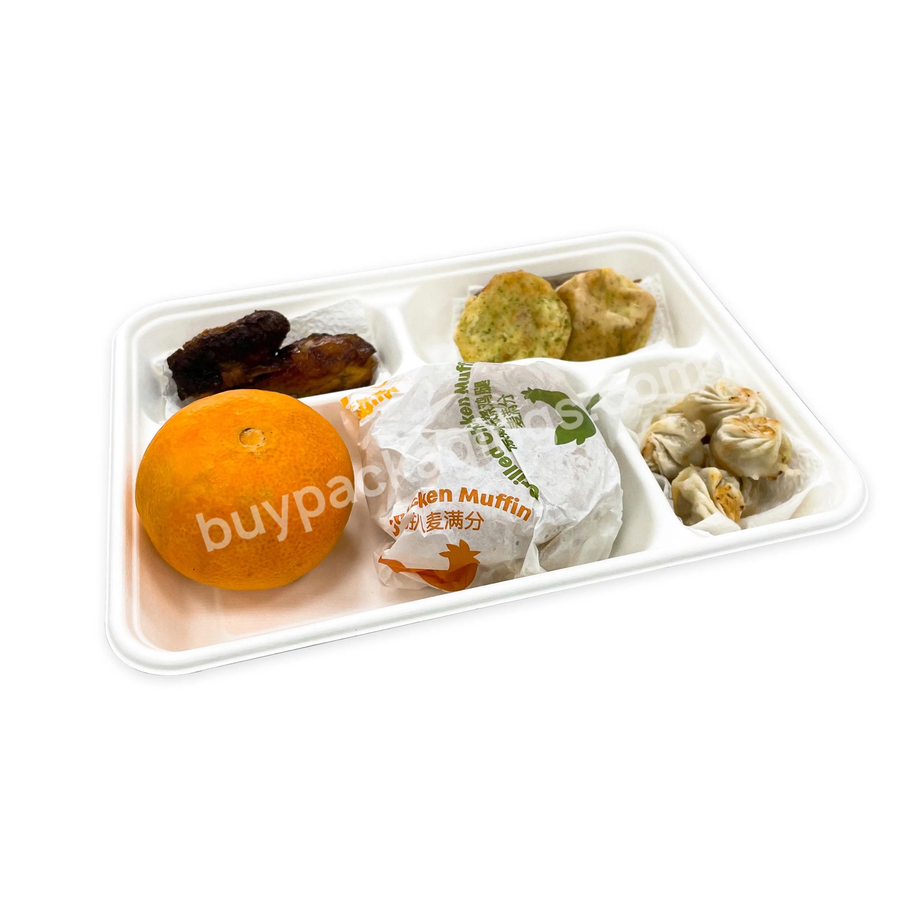 Biodegradable Sugarcane Paper Bagasse Food Lunch Box Takeaway Food Container Rectangle Square Plate