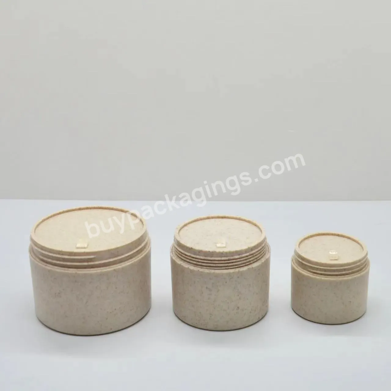 Biodegradable Wheat Straw Bottle Custom 10-250ml Eco Friendly Wheat Straw Jars Plastic Cosmetic Packaging Container Jar - Buy Plastic Cosmetic Jars,Wheat Straw Jars,Biodegradable Wheat Straw Bottle.