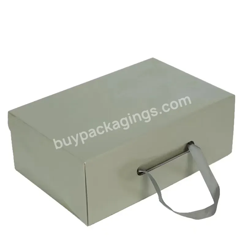 Black Custom Logo Corrugated Box Luxury Mailer Box Packaging Gift Boxes With Silk Handle - Buy Shoe Box,Luxury Gift Box With Handle,Black Gift Boxes.