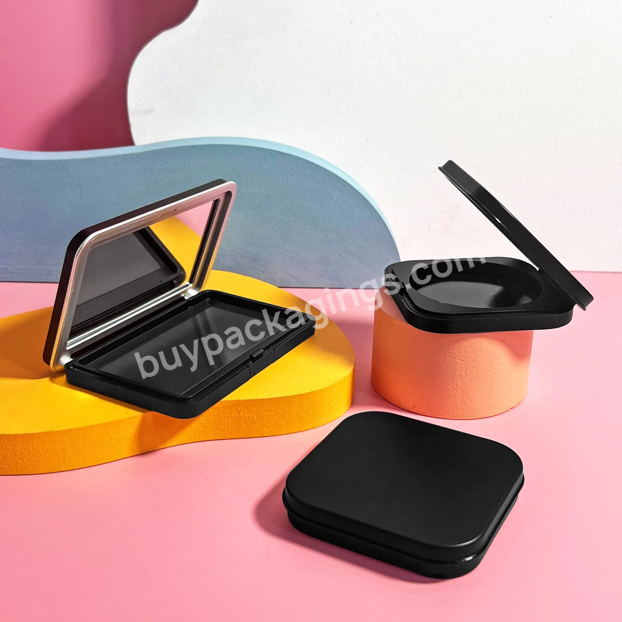Black High Quality Custom Cosmetic Packaging 10g 15g Matte Square Empty Plastic Compact Powder Case With Mirror - Buy Cute Compact Case Wholesale Factory Price Black Compact Case With Custom Packaging,High Quality Empty Plastic Compact Powder Case Cu