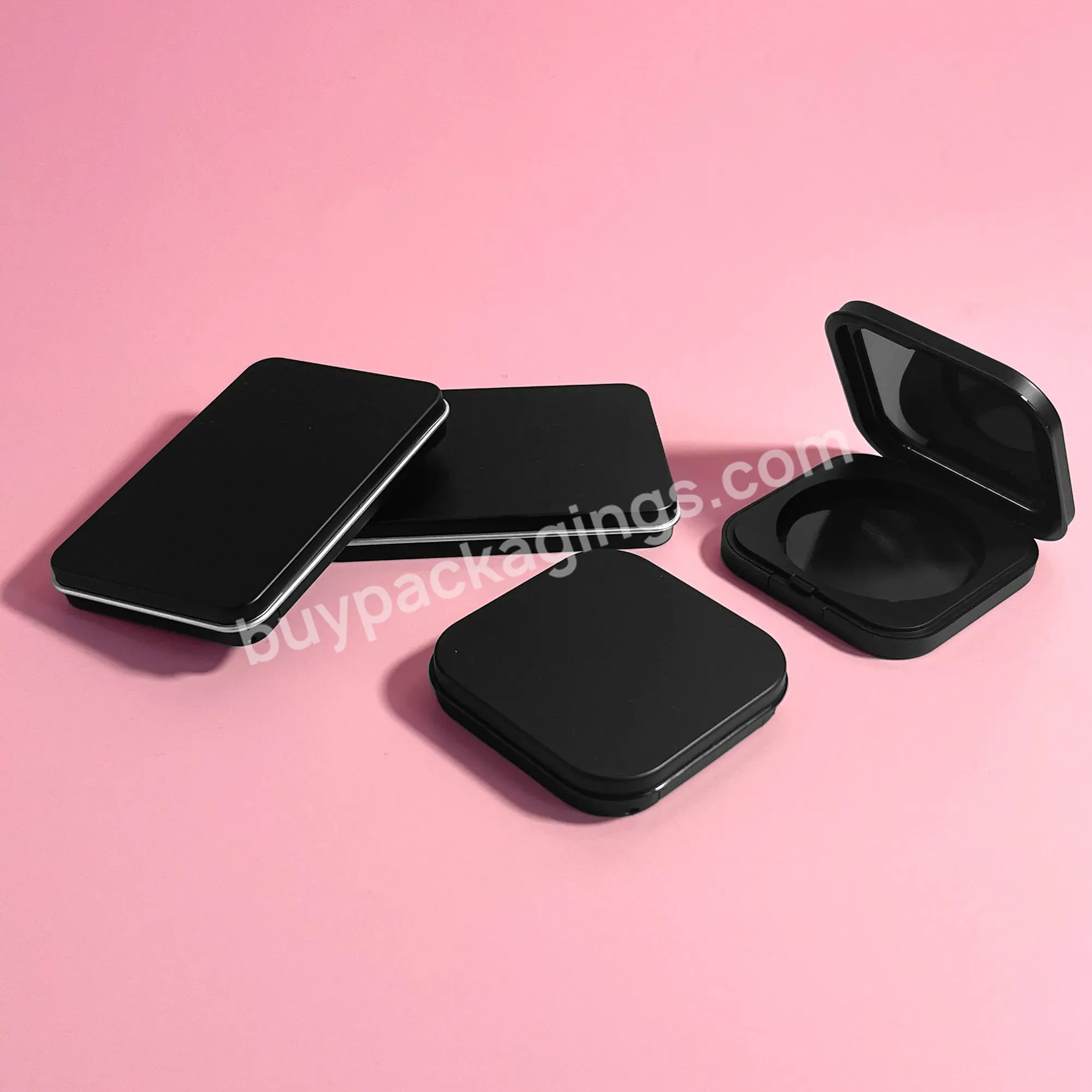 Black High Quality Custom Cosmetic Packaging 10g 15g Matte Square Empty Plastic Compact Powder Case With Mirror - Buy Cute Compact Case Wholesale Factory Price Black Compact Case With Custom Packaging,High Quality Empty Plastic Compact Powder Case Cu