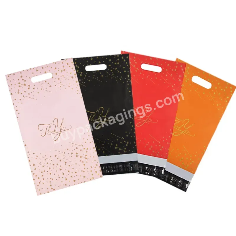 Black Thank You Logo Poly Mailer Bag With Handle Envelop Shipping Mailer Bag For Clothing - Buy Envolope Packaging,Logistics Packaging,Recyclable Polymailer.