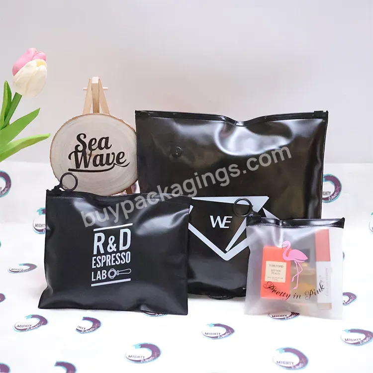 Black Zipper Bag Small Recyclable Clear /frosted Pvc Zipper Bag For Cosmetic Jewelry Ring Packaging Pvc Zipper Bag Pouch - Buy Pvc Bags With Zipper,Pvc Zipper Jewelry Bag,Customized Brand Logo Black Frosted Pvc Zipper Bag.