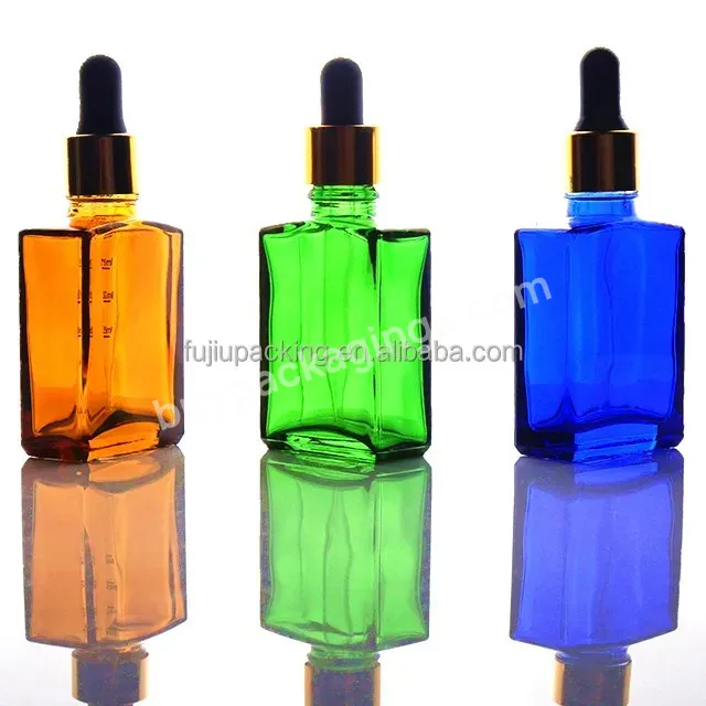 Blue Green Amber 30ml 50ml 100ml Flat Square Transparent Glass Dropper Bottle With Glass Dropper - Buy Frosted Flat Square Transparent Glass Dropper Bottle,Matte Black Flat Square Transparent Glass Dropper Bottle,Flat Square Transparent Glass Dropper