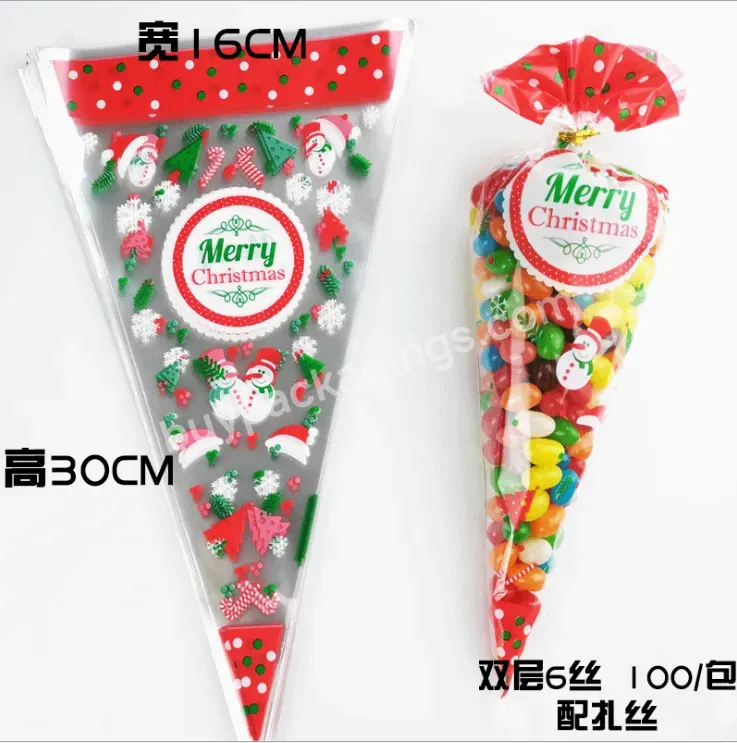 Candy Bag Opp Poly Cone Bag Clear New Style Triangle Plastic Food Package Customized Gravure Printing Offset Printing Disposable - Buy Cone Bag For Halloween Christmas,Custom Clear Transparent Triangle Cone Shape Plastic Popcorn Packaging Bag,Factory