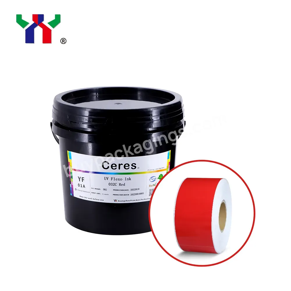 Ceres Uv Flexo Ink For Label Printing 032c Red Package 5kg/can