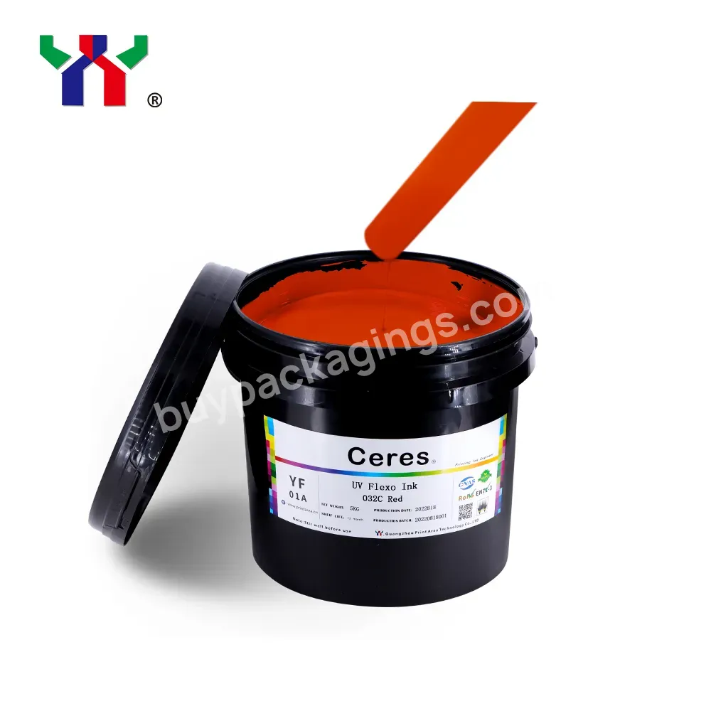 Ceres Uv Flexo Ink For Label Printing 032c Red Package 5kg/can