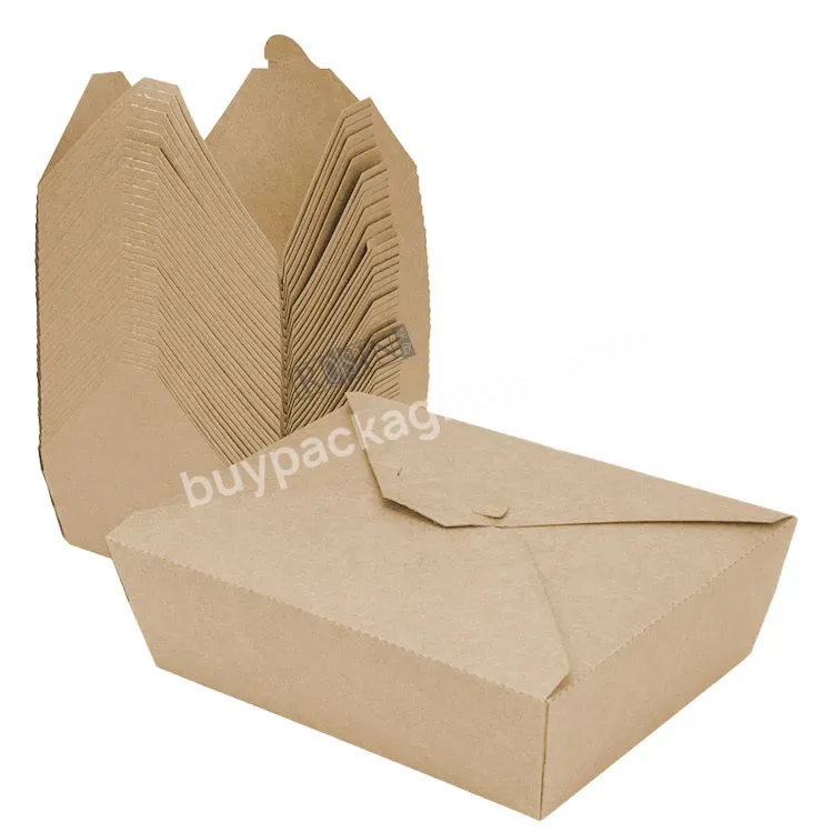 Cheap Custom Logo Brown Kraft Paperboard Catering Takeout To Go Paper Takeaway Burger Meal Cake Food Container Box - Buy Disposable Take Out Fast Food Paper Container,To Go Paper Takeaway Cake Food Container,Recycled Paper Container.