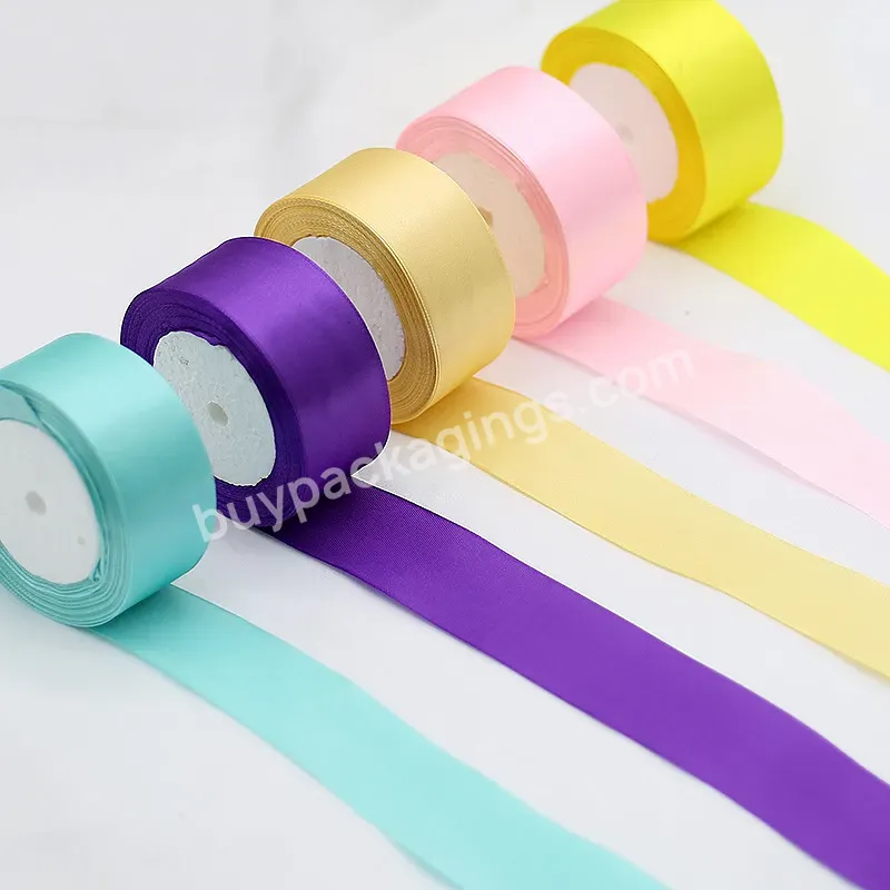 Cheap Price 4cm*25y Solid Color Polyester Satin Ribbon Roll For Flower Bouquet Gift Box Packing