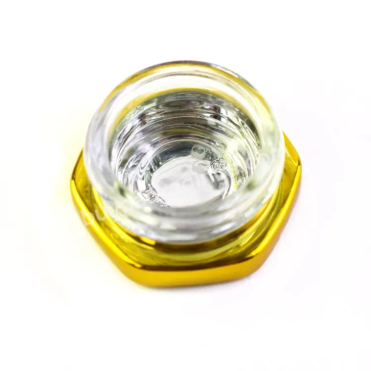 Child Proof Gold Hexagon Concentrate Glass Jar With Child Resistant Lid 7 Ml 9 Ml - Buy Child Proof Concentrate Jar 5ml 7ml 9ml,Hexagon Clear Concentrate Jar,Certified Concentrate Jar.