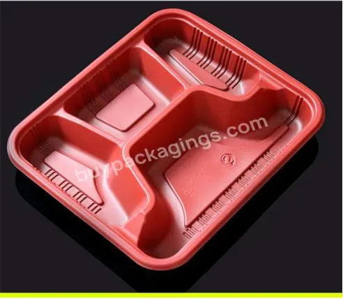 Children's 4-grid degradable disposable plastic lunch box lunch box fast food box custom wholesale
