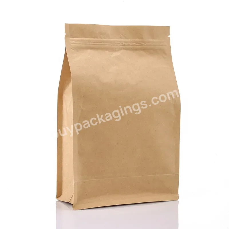 China Factory Manufacture Recyclable Square Flat Bottom Zipper Kraft Paper Bag For Food Packaging - Buy Square Bottom Paper Bag,Kraft Paper Bag Coffee,Paper Bag Zipper.