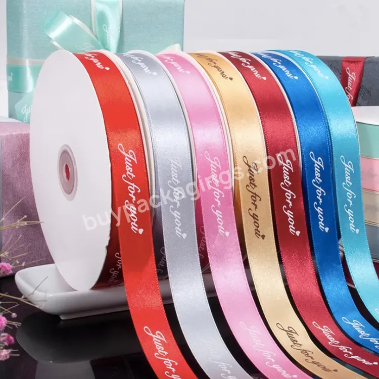 China Factory Wholesale Custom 25mm Silk Polyester Satin Ribbon Roll With Printed Brand Name Logo - Buy Satin Ribbon,Ribbon Roll,Wholesale Ribbon.