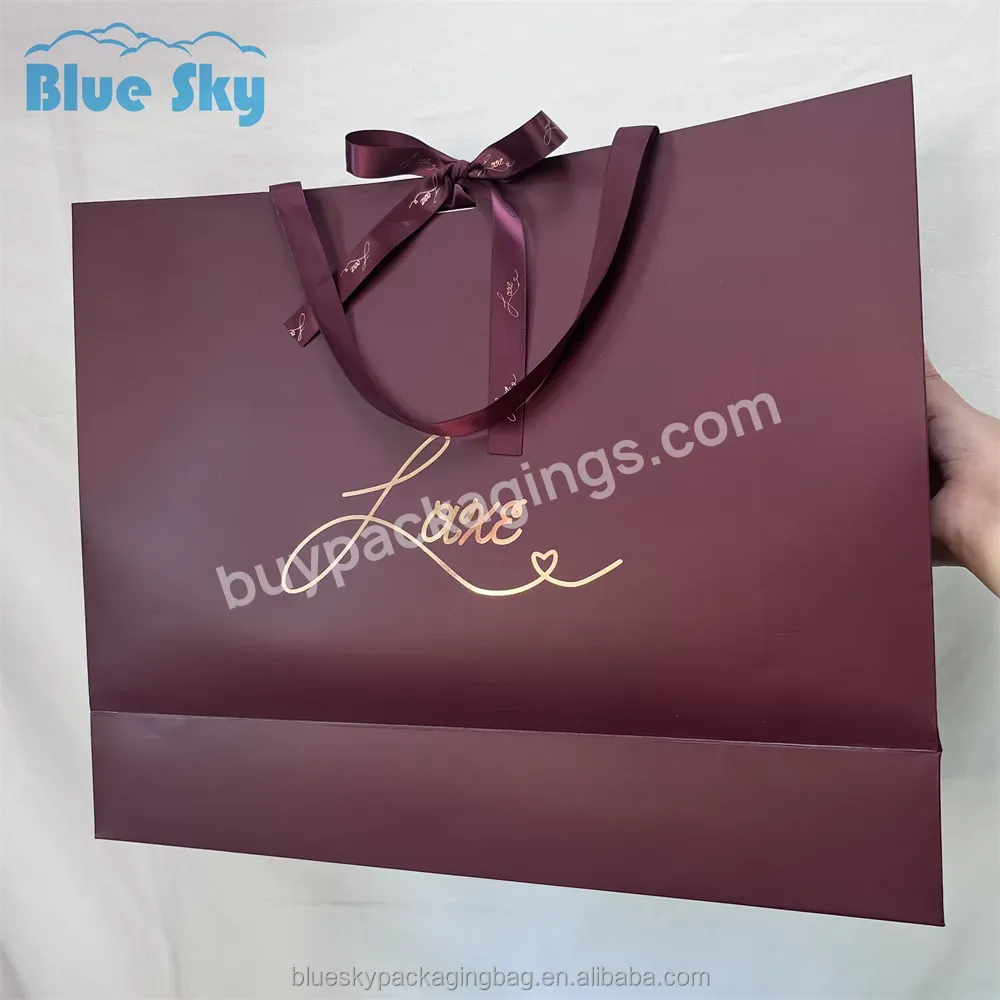 China Maker Custom Paper Gift Shopping Bag Gift Paper Shopping Bag With Ribbon Handle - Buy Paper Packaging Bags,Clothing Shopping Bags,Custom Logo Packaging Bags.