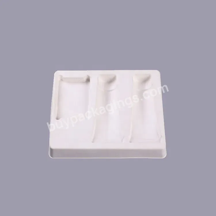 China Manufacture Custom Eco Friendly Cosmetic Blister Tray Sugar Cane Bagasse Pulp Insert Packaging Tray For Gift Set