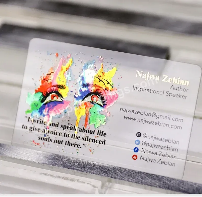 China Supplier Custom Gift Card Thank You Card Frosted Transparent Plastic Pvc Business Cards