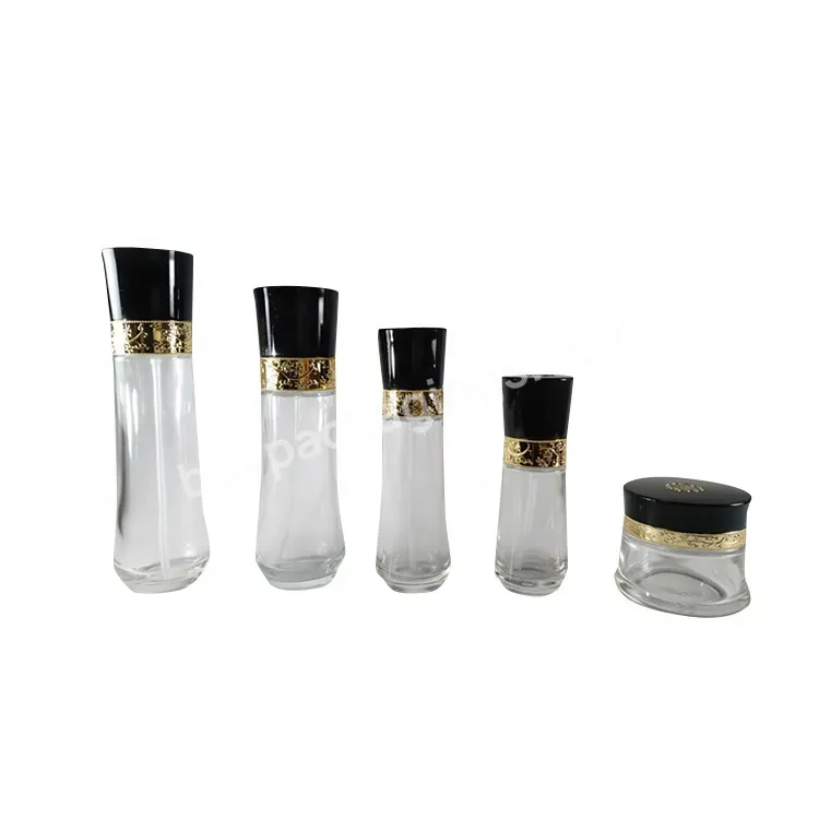 China Supplier Custom Luxury Cosmetic Packaging Transparent Glass Jar And Bottle Set With Lid - Buy Custom Cosmetic Jar And Bottle,Transparent Jar And Bottle Set,Glass Bottle Jar.