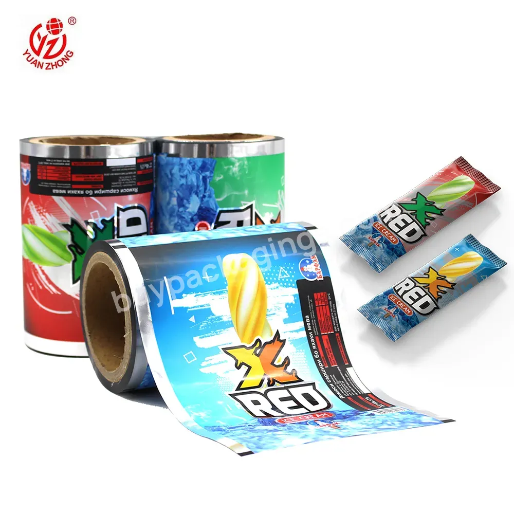 China Supplier Food Grade Custom Printed Laminated Wrap Material Ice Cream Popsicle Packaging Plastic Food Packing Film Roll
