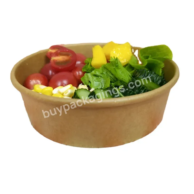 China Supplier Oilproof Kraft Paper Take Away Salad Bowl Food Container With Lid - Buy Kraft Paper Salad Bowl,Salad Paper Bowl,Paper Salad Bowl With Lid.