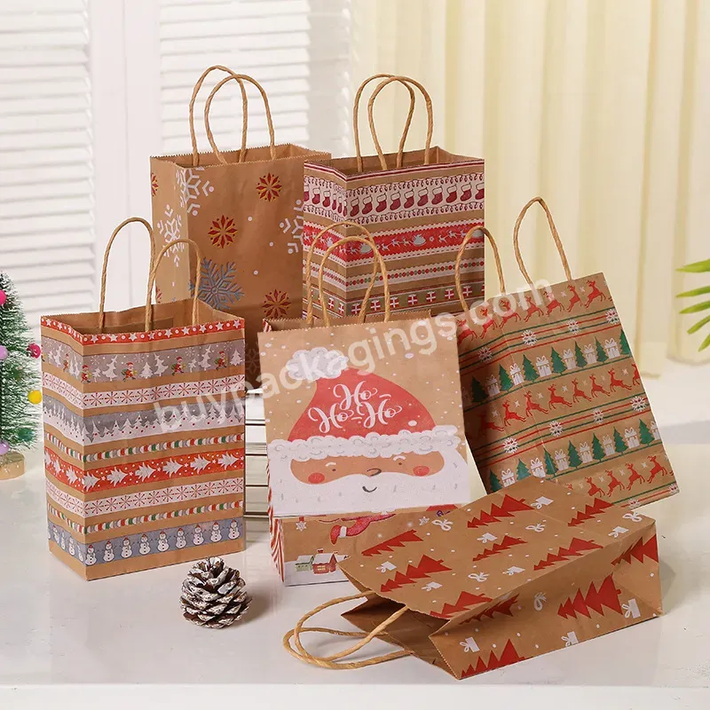 Christmas Custom Printing Gift Bags Kraft Shopping Paper Packaging Wholesale Luxury Bag - Buy Christmas Paper Gift Bags,Custom Packaging Paper Bags,Paper Bag.