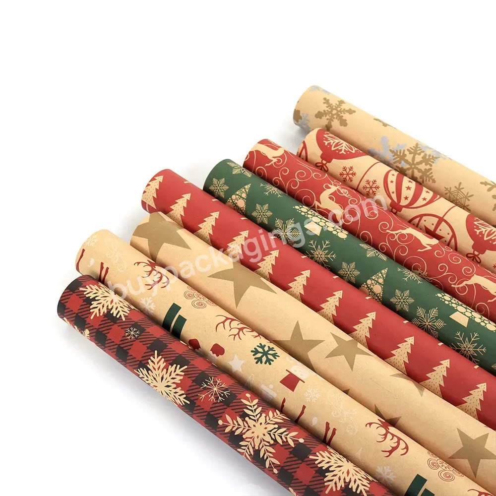 Classical Design 50*76cm Kraft Brown Christmas Gift Wrapping Paper With Xmas Element Pattern Printed - Buy Classical Design 50*76cm Kraft Brown Christmas Gift Wrapping Paper,Christmas Gift Wrapping Paper,Gift Wrapping Paper With Xmas Element Pattern