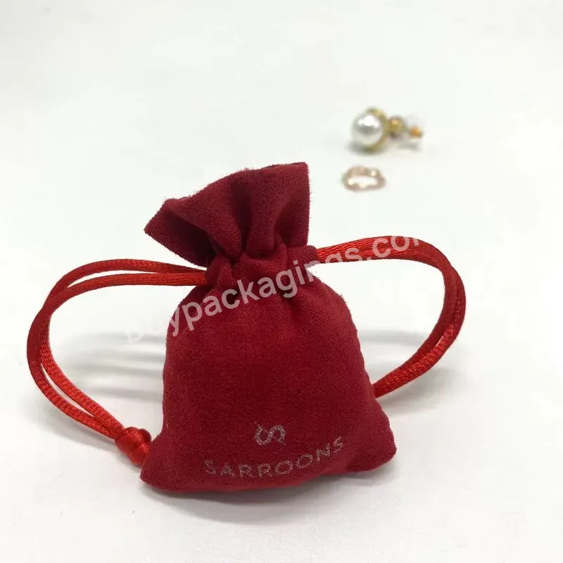 Clear Packaging Jewelry Bag With Custom Logo Faux Suede Ring Necklace Jewelry Shopping Storage Drawstring Pouch