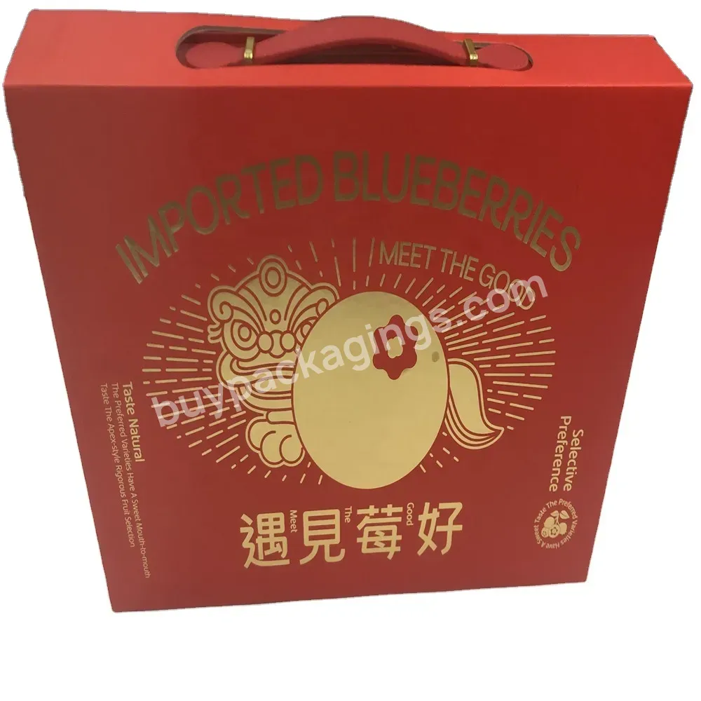 Cmyk Customized Foldable Blue Berry Fruit Packaging Box With Plastic Handles - Buy Blue Berry Packaging Box,Packaging Box For Blueberry/fruit Corrugated Shipping Box,Apple Fruit Packaging Boxes.