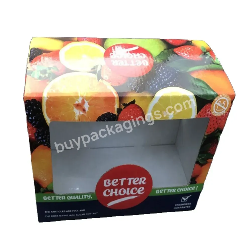 Cmyk Customized Foldable Corrugated Fruit Packaging Shipping Box With Pet Window - Buy Fruit Boxes For Shipping Strawberry,Corrugated Box For Fruit Package,Gift Box For Fruit Package.