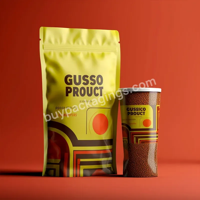 Coffee Packaging Printed Eco Friendly Zipper Packaged Flat Bottom Coffee Mylar Printed Bag Custom Food Pouch