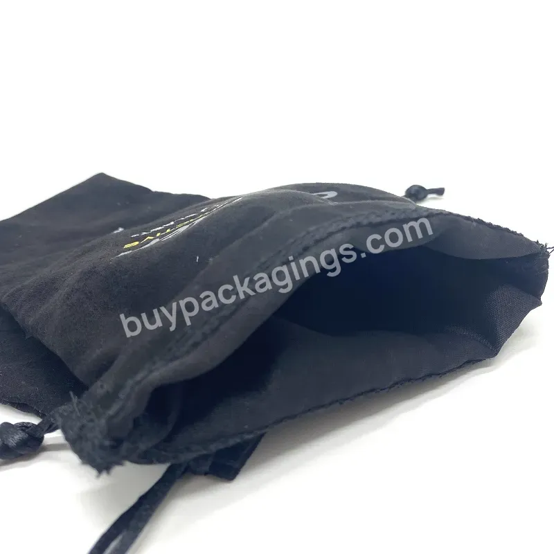 Colorful Black Custom Wholesale Jewelry Packaging Pouches With Logo Suede Fabric Small Drawstring Jewelry Bag