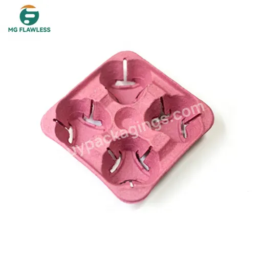 Colorful Durable Drink Cup Carrier Biodegradable Tea/coffee/milk Cup Holder Tray Paper Pulp Can Be Logo Customized - Buy Disposable Paper Cup,Disposable Paper Cup,Durable Drink Carrier For Hot Or Cold Drink 4 Cup Pulp Fiber Drink Carrier For 8-32 Oz
