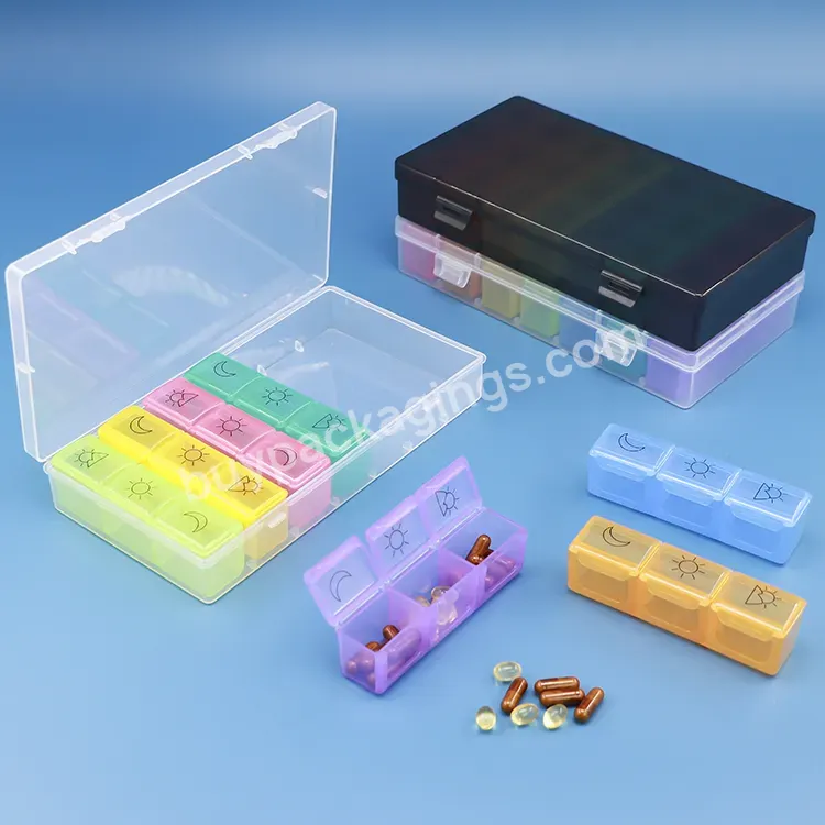 Colorful Large Capacity Separately 7days Medicine Travel Pill Dispenser Case With 3 Grids Small Travel Pill Storage Box