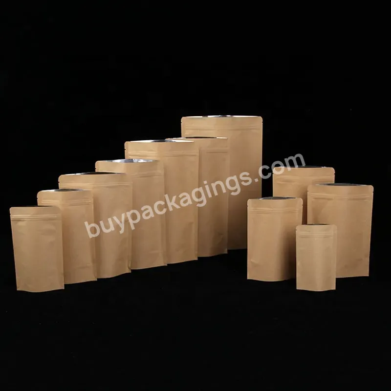 Competitive Price Stand Up Snack Food Packaging Brown Kraft Paper Bag Aluminum Foil Packaging Bag For Nuts Coffee - Buy Kraft Paper Bag For Nuts,Brown Kraft Paper Bags,Food Kraft Paper Bag.