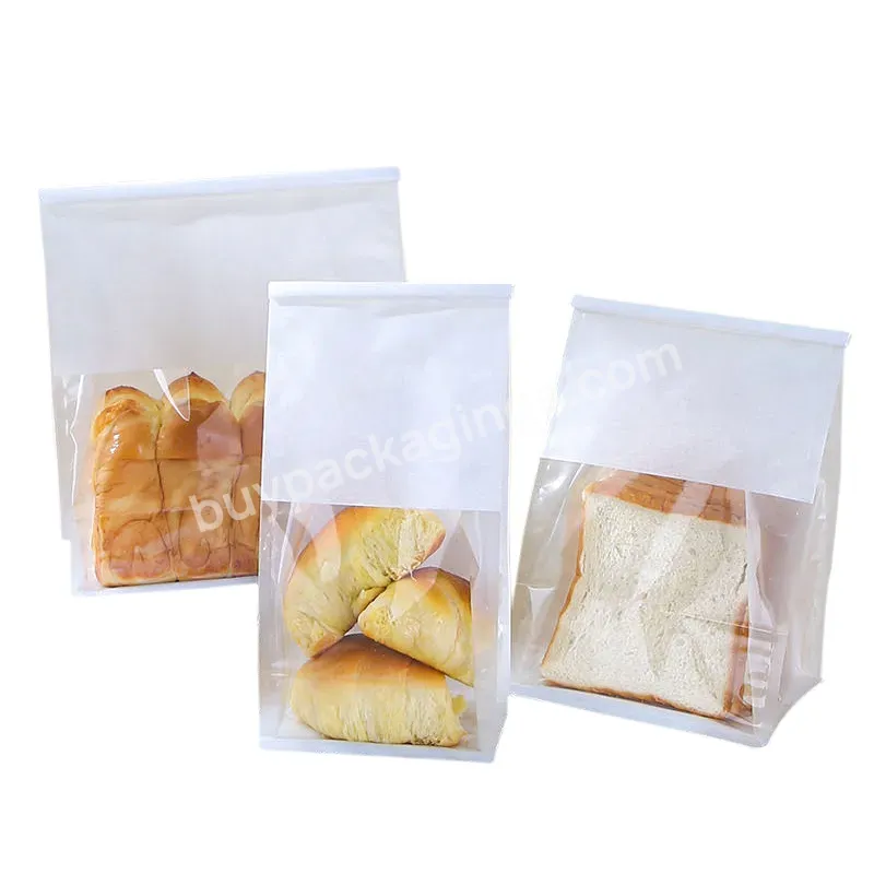 Compostable Eight Edges-sealing Printed White Bread Paper Bag With Window - Buy Bread Packaging Paper Bags,Paper Bag With Logo Print,Paper Bags.