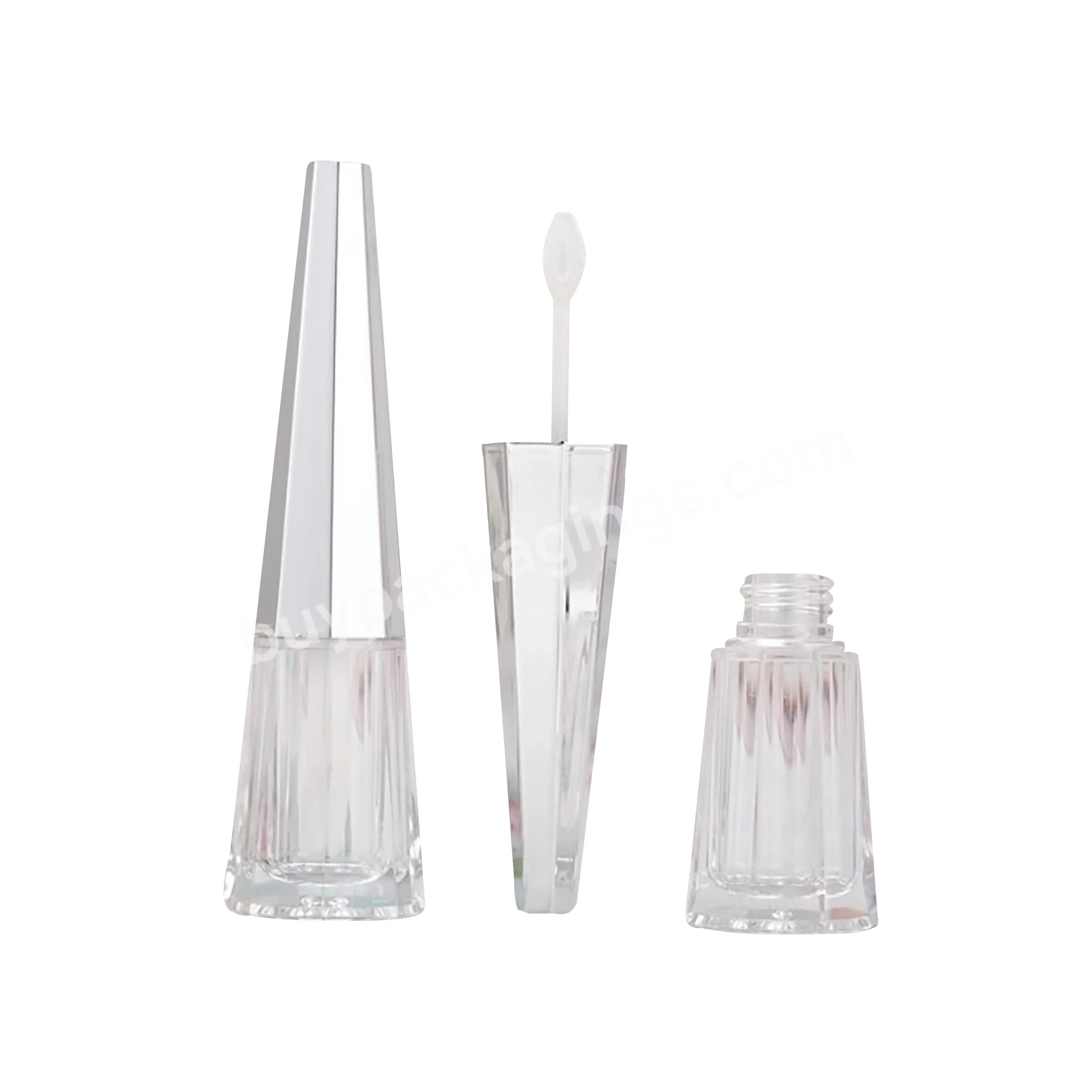Conical Octagonal Injection Lip Glaze Tube Transparent Pink Silver Lip Gloss Empty Bottle Dyed Lip Bottle With Brush Cap - Buy Conical Octagonal Injection Lip Glaze Tube,Transparent Pink Silver Lip Gloss Empty Bottle,Dyed Lip Bottle With Brush Cap.