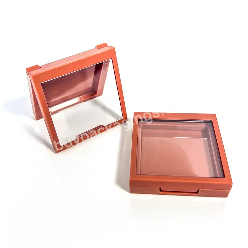 Cosmetic Compact Powder Packaging Square Pink Makeup Blush Palette Case Blush Empty Custom Logo - Buy Custom Eyeshadow Case,Blush Case,Empty Podwer Case.