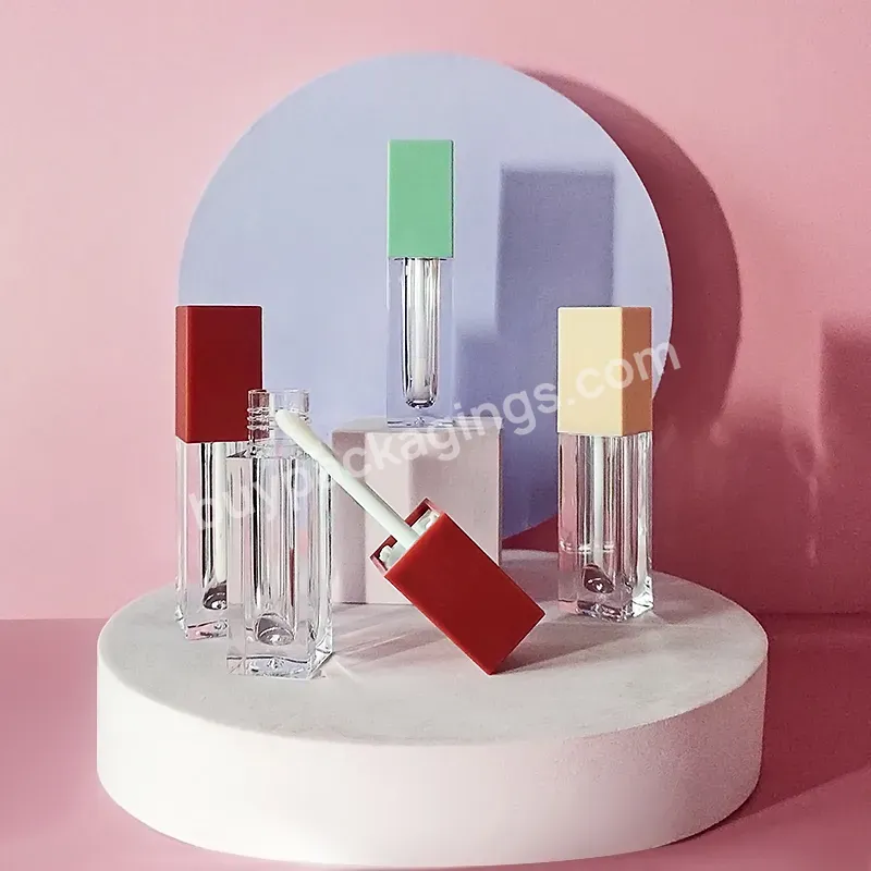 Cosmetic Containers Square Liquid Lipstick Packaging Empty Lip Gloss Tube With Brush Red Green Pink 5ml Custom Luxury Plastic - Buy 5ml Square Lip Tube,5ml Square Lipstick Container,5ml Empty Lip Balm Tubes.