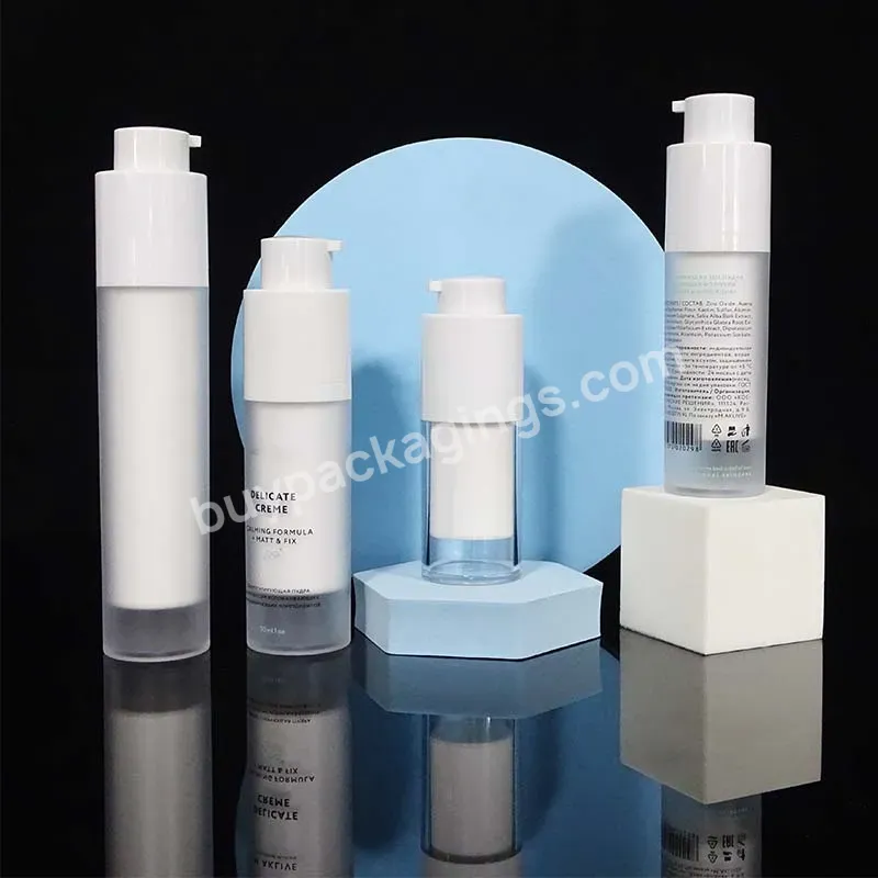 Cosmetic Luxury Packaging Serum Airless Pump Bottle 15ml 30ml 50ml White Double Wall With Frosted Bottle Body For Face Skincare - Buy Double Wall Airless Pump Bottle,Serum Airless Pump Bottle,Vacuum Pump Airless Bottles.