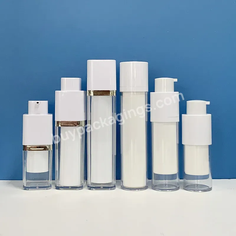 Cosmetic Luxury Packaging Serum Airless Pump Bottle 15ml 30ml 50ml White Double Wall With Frosted Bottle Body For Face Skincare - Buy Double Wall Airless Pump Bottle,Serum Airless Pump Bottle,Vacuum Pump Airless Bottles.