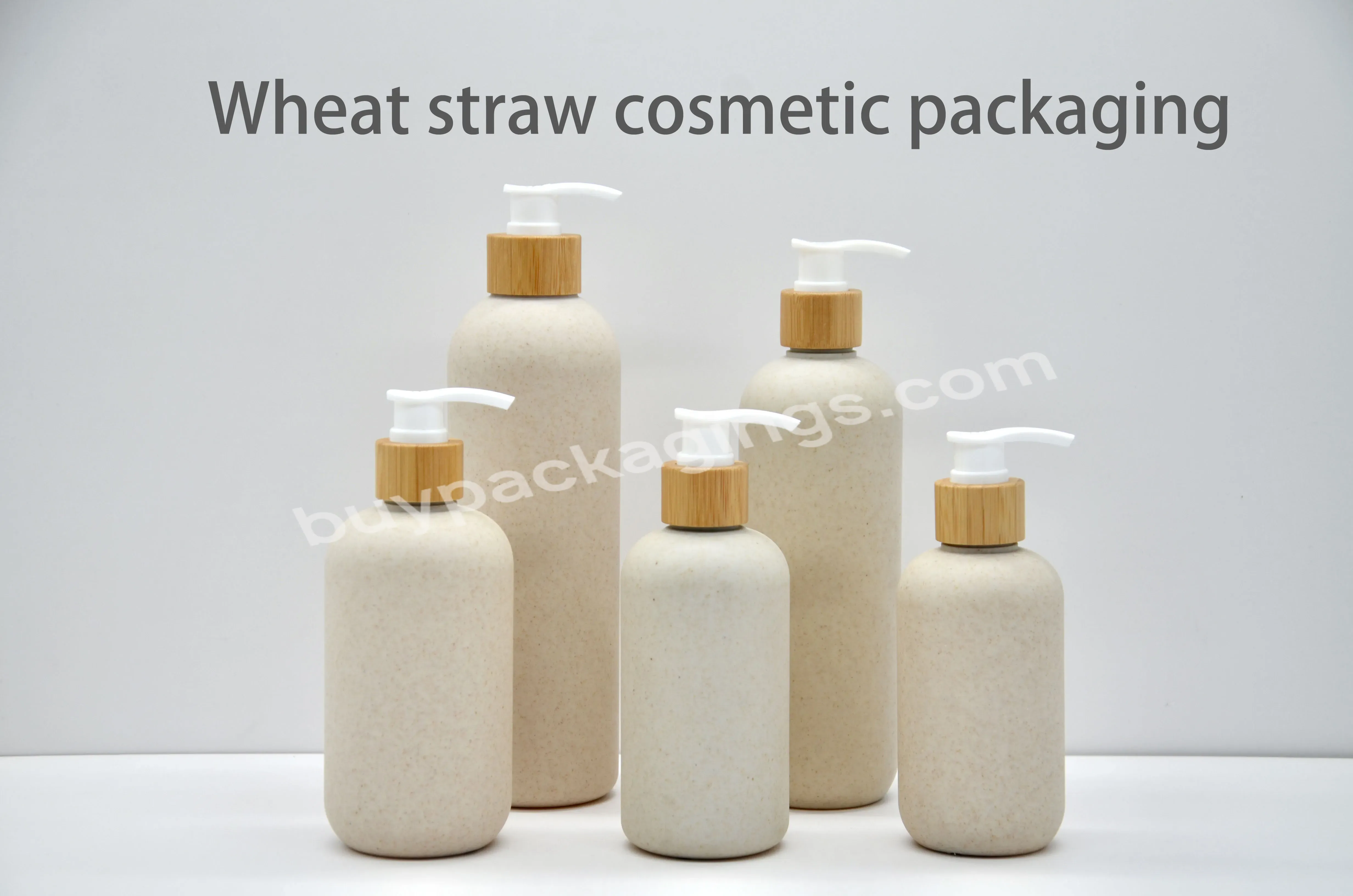 Cosmetic Packaging 100ml 250ml 300ml 500ml Wheat Straw Biodegradable Shampoo Pe Plastic Pump Bottle With Lotion Dispenser - Buy Wheat Straw Plastic Round Shampoo Bottle With Cap,Eco-friendly Biodegradable 100ml 250ml 300ml 500ml Wheat Straw Pe Plasti