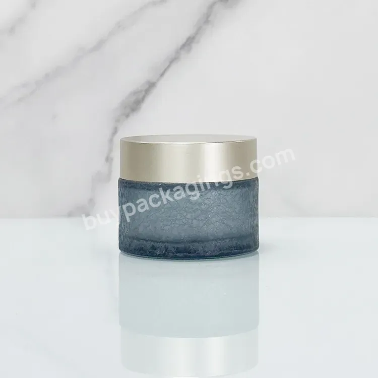 Cosmetic Packaging 15g 30g 50g Matte Frosted Grey Glass Cream Jar With Silver Lid