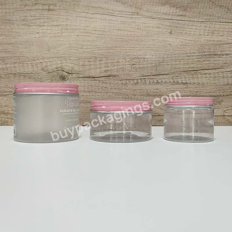 Cosmetic Packaging 1oz 2oz 8oz 250g 500g Matte Frosted Clear Pet Plastic Eye Face Cream Jar With Rose Gold Screw Lid