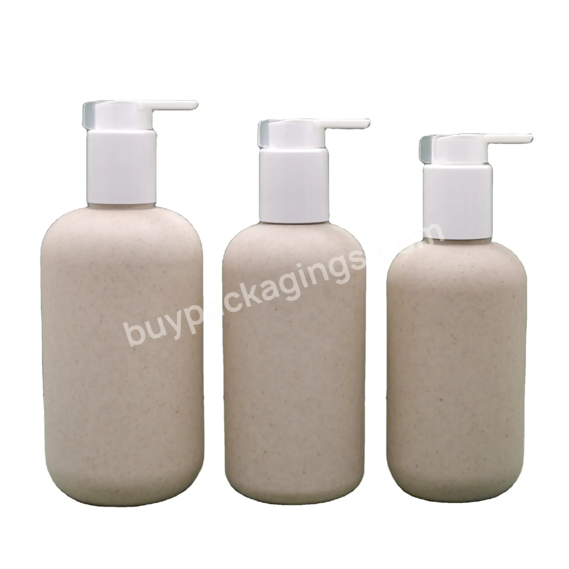 Cosmetic Packaging 250ml 300ml 400ml Wheat Straw Biodegradable Shampoo Pe Plastic Pump Bottle With Lotion Dispenser - Buy Wheat Straw Plastic Round Shampoo Bottle,Eco-friendly Biodegradable 250ml 300ml 400ml Wheat Straw Plastic Pump Bottle For Hair C