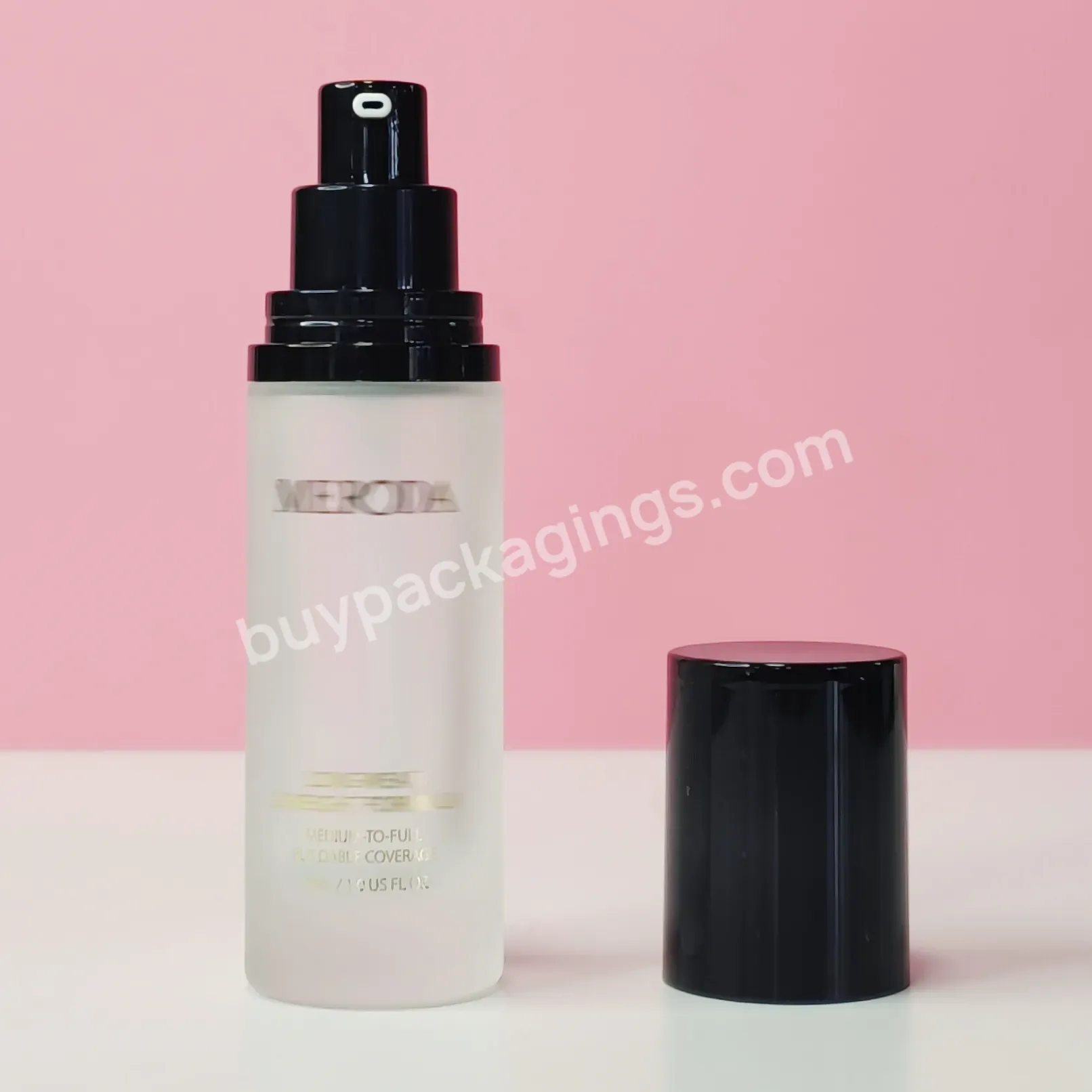 Cosmetic Packaging Frosted Glass Airless Pump Bottles Clear Liquid Foundation Container Glass Bottle - Buy Glass Bottles Wholesaler,Supplement Glass Bottle,Glass Bottles 30ml.