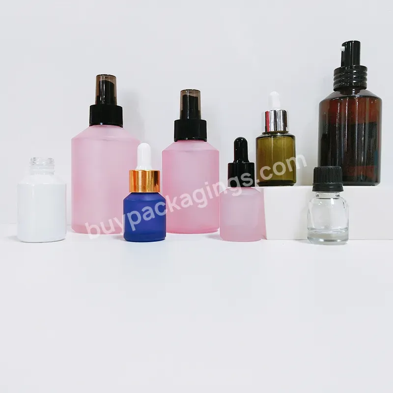 Cosmetic Packaging Glass Frost Jar Frosted Glass Lotion Serum Bottle Glass Pump Spay Bottle With Bamboo Lid - Buy Frosted Skincare Packaging Bottle Set Lid Body Butter Lotion Serum Cream Glass Cosmetic Jar,Luxury Essential Oil Serum Bottle Glass Drop